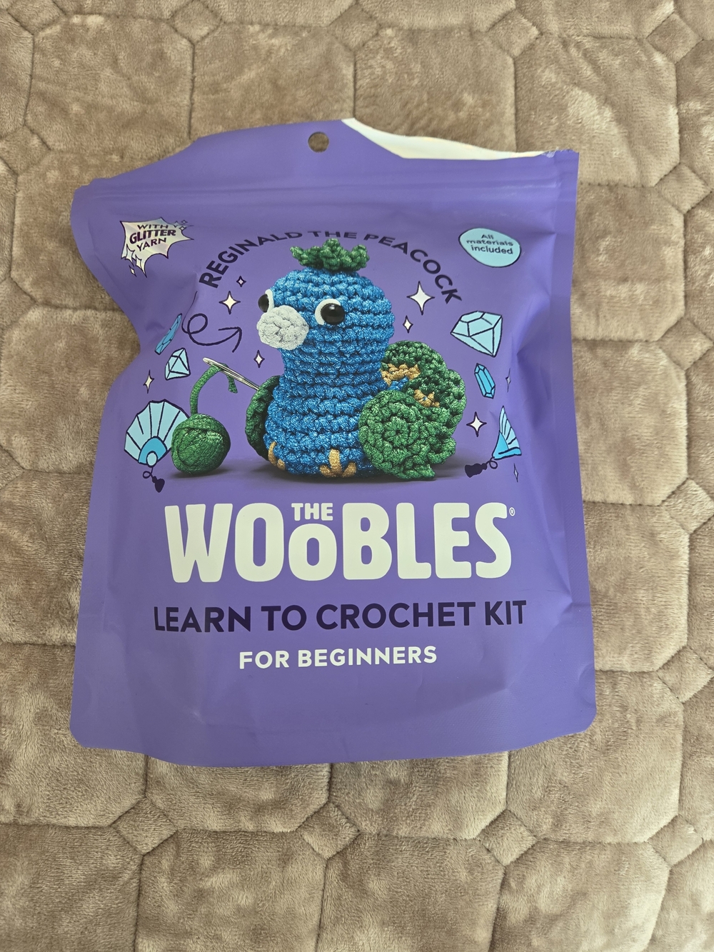 The Woobles 'Reginald the Peacock' Crochet Kit - Purple
